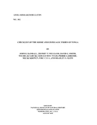 Checklist of the Shore and Epipelagic Fishes of Tonga