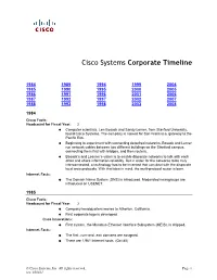 Cisco Systems Corporate Timeline