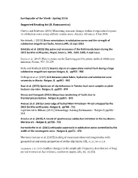 Earthquake of the Week -‐ Spring 2016 Suggested Reading List (B