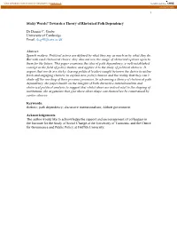 Sticky Words? Towards a Theory of Rhetorical Path Dependency Dr