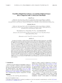 Cloud-Base Height Derived from a Ground-Based Infrared Sensor and a Comparison with a Collocated Cloud Radar