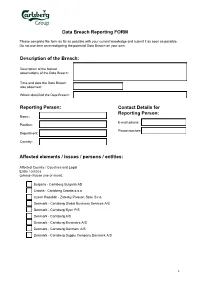 Data Breach Reporting FORM Reporting Person