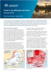 Flows in the Warrego and Paroo Autumn 2019