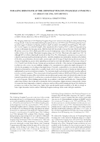 Foraging Behaviour of the Chinstrap Penguin 85