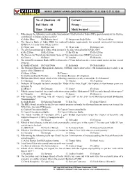 No. of Questions : 40 Correct : ______