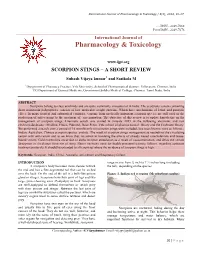Scorpion Stings – a Short Review