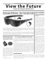 View the Future® Vuzix Developer Newsletter