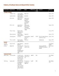 1 Endemics of Southeast Alaska and Adjacent British Columbia
