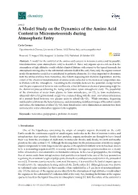 A Model Study on the Dynamics of the Amino Acid Content in Micrometeoroids During Atmospheric Entry