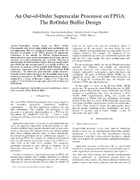 An Out-Of-Order Superscalar Processor on FPGA: the Reorder Buffer Design