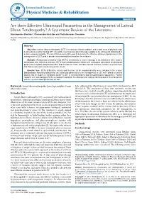 Are There Effective Ultrasound Parameters in the Management of Lateral Elbow Tendinopathy? a Systematic Review of the Literature