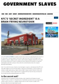 Kfc's 'Secret Ingredient' Is a Brain-Frying Neurotoxin |