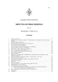 Minutes of Proceedings