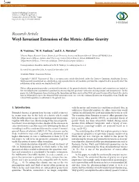 Research Article Weyl-Invariant Extension of the Metric-Affine Gravity