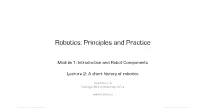 Robotics: Principles and Practice