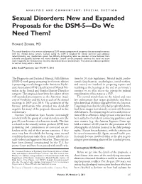 Sexual Disorders: New and Expanded Proposals for the DSM-5—Do We Need Them?