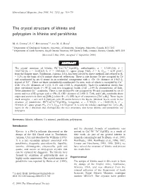 The Crystal Structure of Khinite and Polytypism in Khinite and Parakhinite