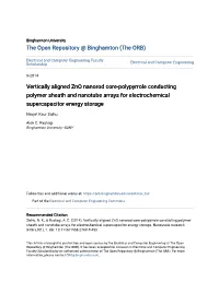 Vertically Aligned Zno Nanorod Core-Polypyrrole Conducting Polymer Sheath and Nanotube Arrays for Electrochemical Supercapacitor Energy Storage