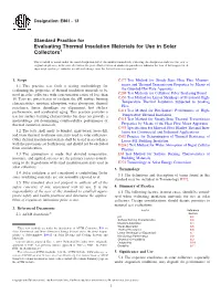 Evaluating Thermal Insulation Materials for Use in Solar Collectors1