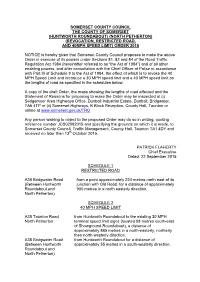 North Petherton) (Revocation, Restricted Road, and 40Mph Speed Limit) Order 2015