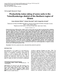 Productivity Index Rating of Some Soils in the Tolon/Kumbungu District of the Northern Region of Ghana