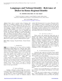 Relevance of Dialect in Hausa Regional Identity