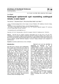 Sublingual Epidermoid Cyst Resembling Sublingual Ranula: a Case Report