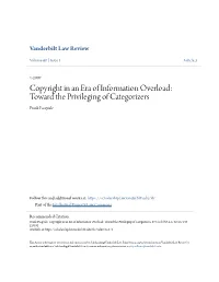 Copyright in an Era of Information Overload: Toward the Privileging of Categorizers Frank Pasquale