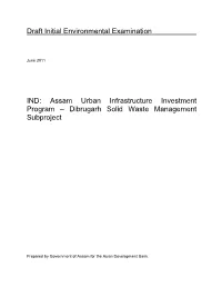 Draft IEE: India: Dibrugarh Solid Waste Management Subproject