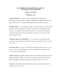Logotherapy and Existential Analysis: a Glossary of English Terms