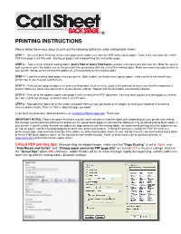 Printing Instructions