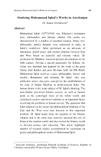 Studying Muhammad Iqbal's Works in Azerbaijan