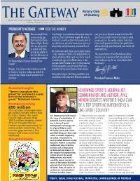 The Gateway DISTRICT 3141 BULLETIN of the ROTARY CLUB of BOMBAY | for PRIVATE CIRCULATION ONLY | VOLUME NO