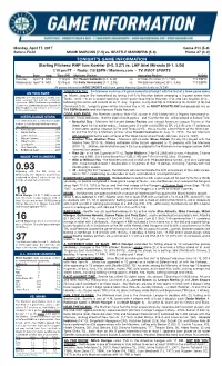 Tonight's Game Information
