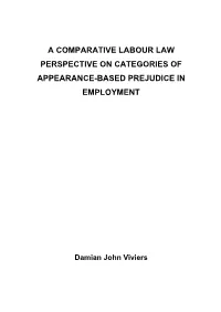 A Comparative Labour Law Perspective on Categories of Appearance-Based Prejudice In