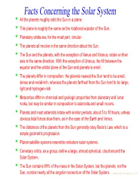 Facts Concerning the Solar System Rocks, but May Be Similar in Composition to Asteroids and Sma Simple Geometric Progression