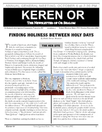 FINDING HOLINESS BETWEEN HOLY DAYS by Rabbi David Mivasair