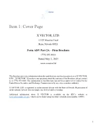 Form ADV Part 2A – Firm Brochure (775) 453-0010 Dated May 2, 2021