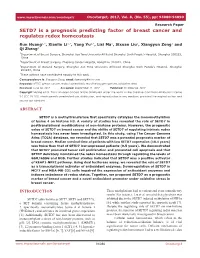 SETD7 Is a Prognosis Predicting Factor of Breast Cancer and Regulates Redox Homeostasis