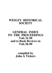Wesley Historical Society' ; General Index to The