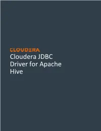 Cloudera JDBC Driver for Hive Installation and Configuration Guide