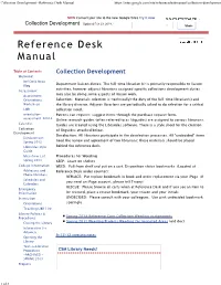 Collection Development - Reference Desk Manual