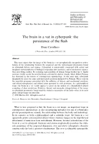 The Brain in a Vat in Cyberpunk: the Persistence of the Flesh