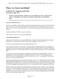 Where Are Enoch and Elijah? by Herbert W
