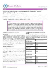 Worldwide Links Between Proteus Mirabilis and Rheumatoid Arthritis
