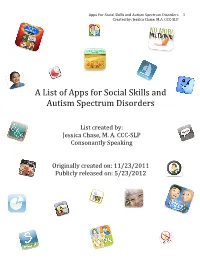 A List of Apps for Social Skills and Autism Spectrum Disorders