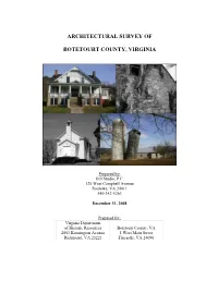 Architectural Survey of Botetourt County Table of Contents Hill Studio, P.C