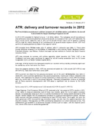 ATR: Delivery and Turnover Records in 2012