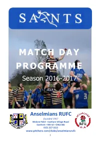MATCH DAY Anselmians RUFC