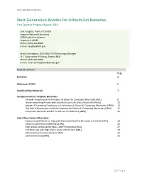 Next Generation Anodes for Lithium-Ion Batteries First Quarter Progress Eport 2019